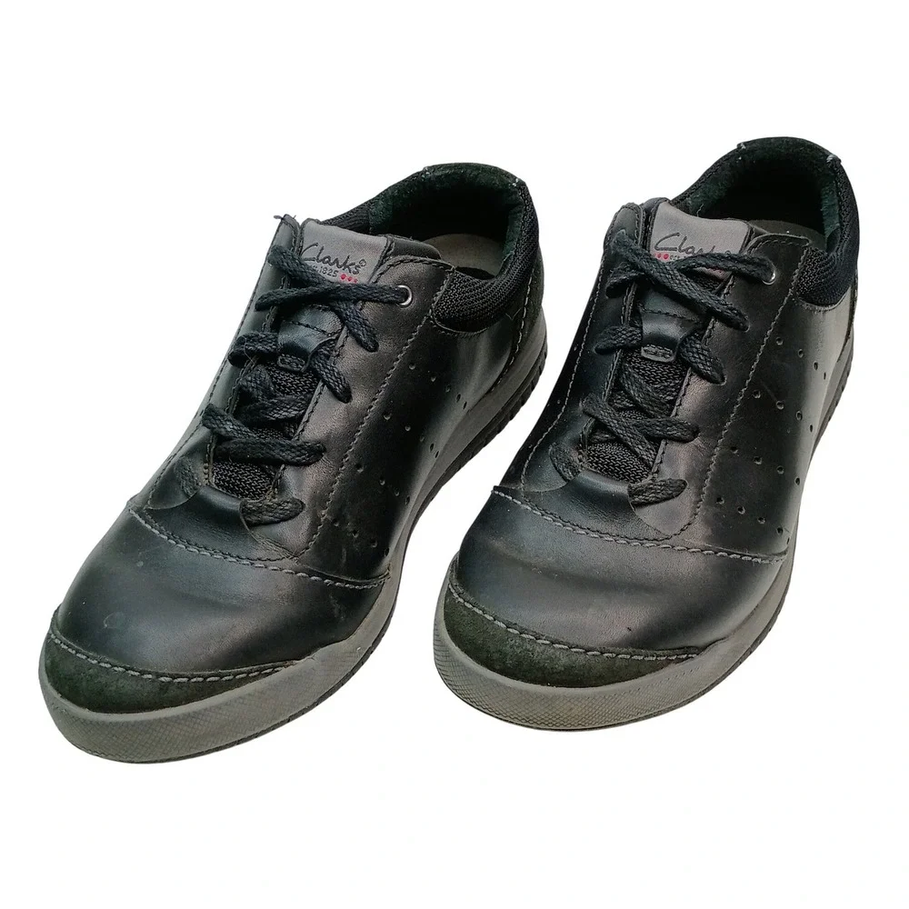 Clarks Oxford Sneakers Men Size 9.5 Black Leather Suede Lace Up 62003